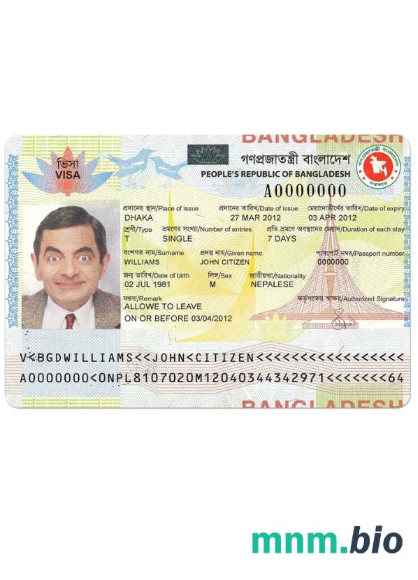 Wiza Bangladeszu w pełni edytowalna PSD